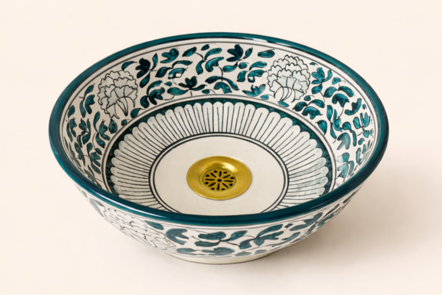 Lavabo en céramique floral